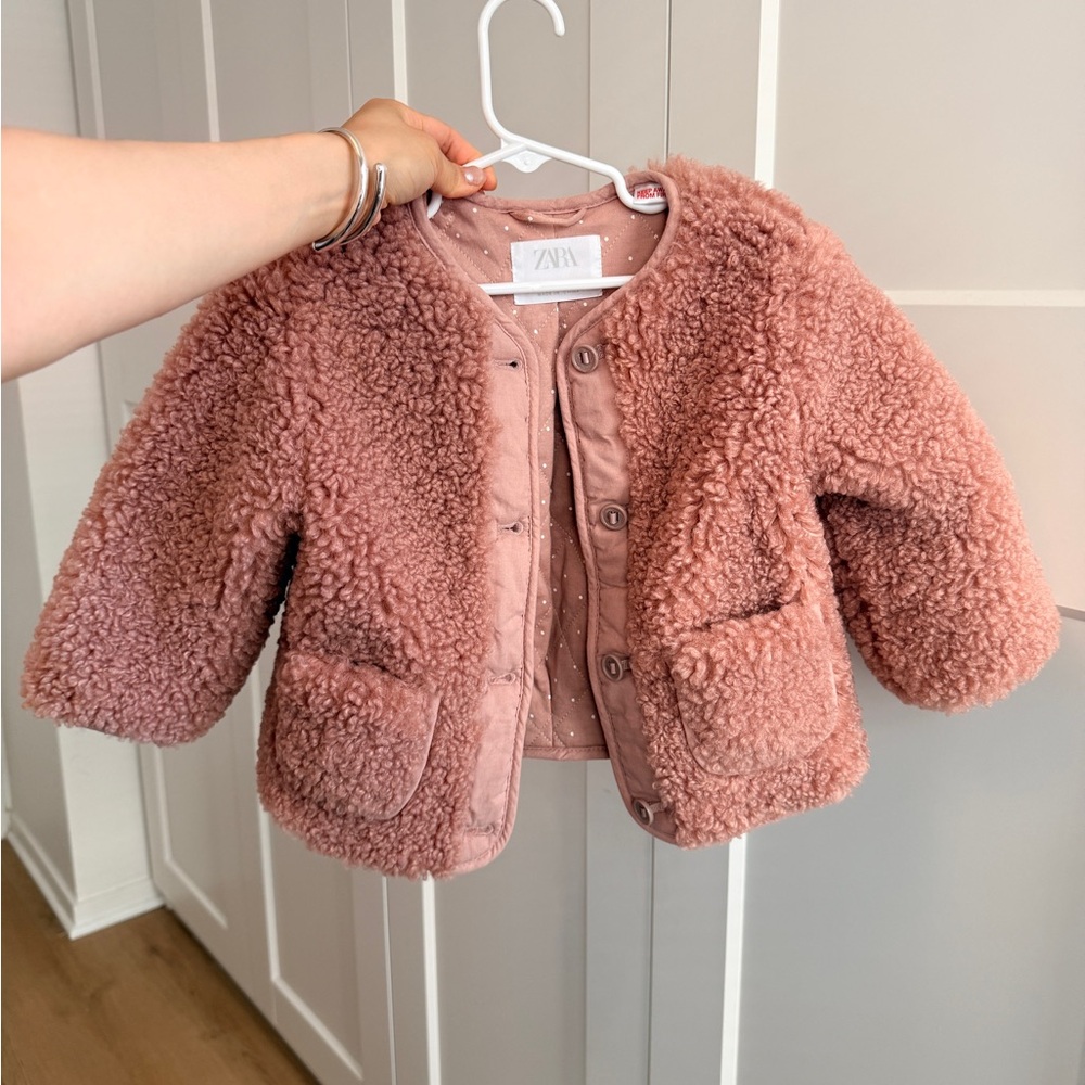2-3T Zara Kids Pink Teddy Fleece Jacket